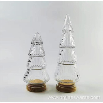 Christmas tree shaped glass jar with ribbed design